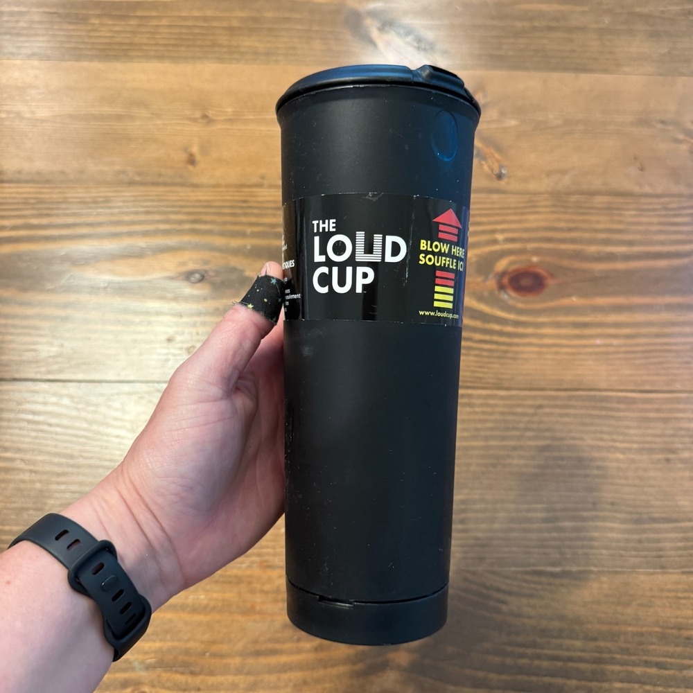 The Loud Cup Black Whistle Cup Sports Mom Tumbler Horn Noise Maker